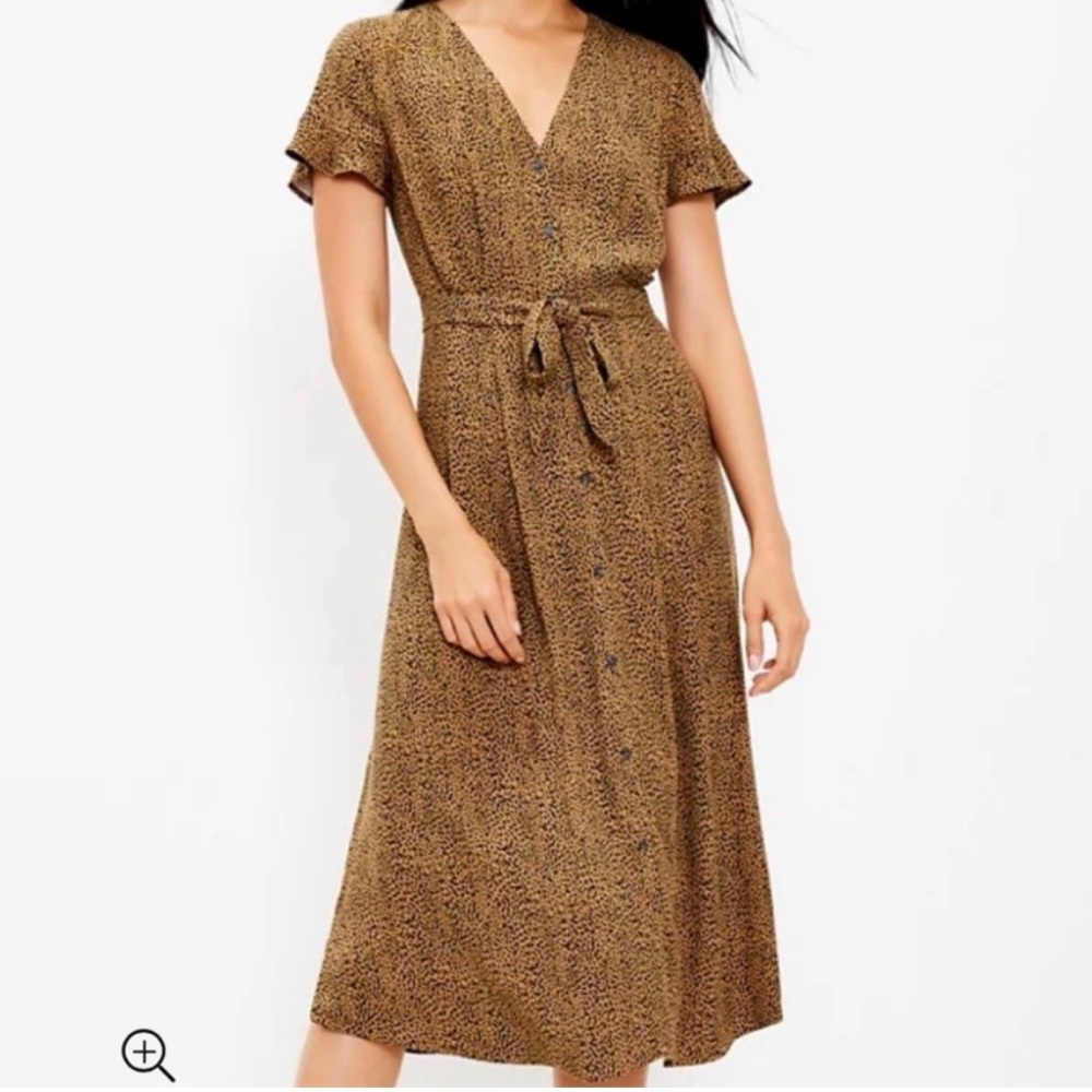 LOFT Animal Print Button Front Dress